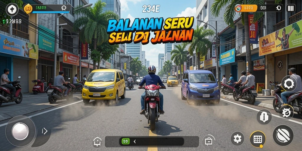 Gameplay balapan seru dengan mobil kencang di 234E.