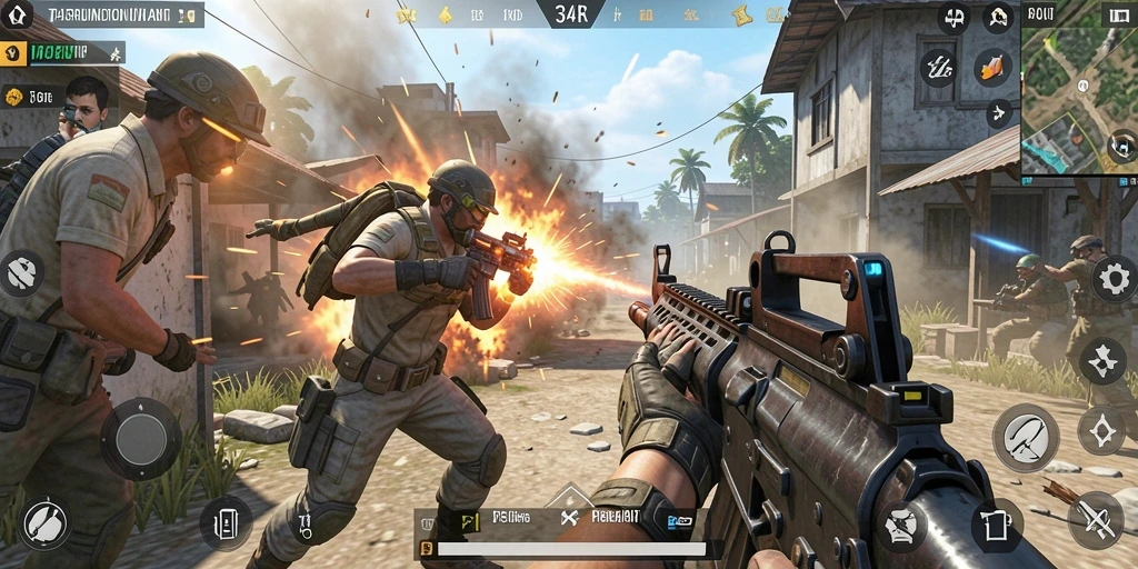 Gameplay menembak seru dalam 34R dengan grafis memukau.