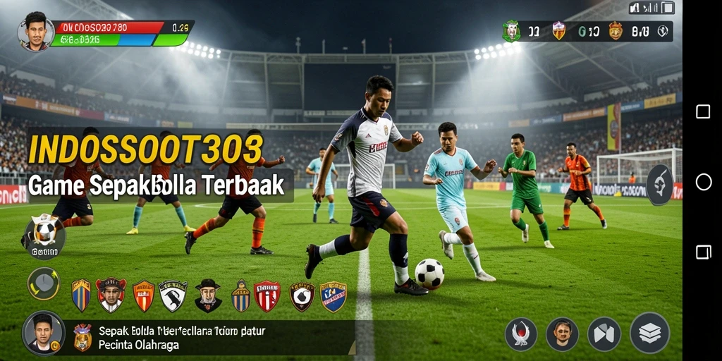 Screenshot INDOSLOT303 menampilkan aksi seru dalam pertandingan sepak bola.
