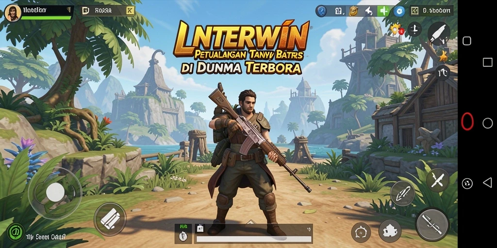 Screenshot LNTERWIN menampilkan petualangan seru di dunia terbuka.