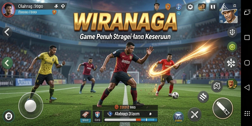 Screenshot gameplay WIRANAGA yang menunjukkan pertandingan olahraga yang intens.